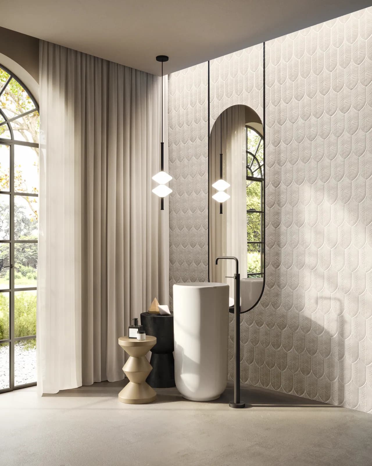 Luxury marble bathroom wall tile design with modern fixtures