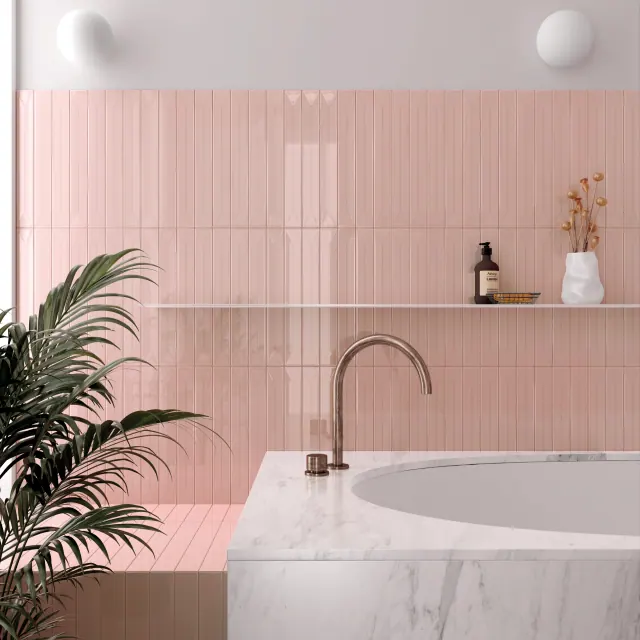 Modern bathroom with hexagonal tile pattern