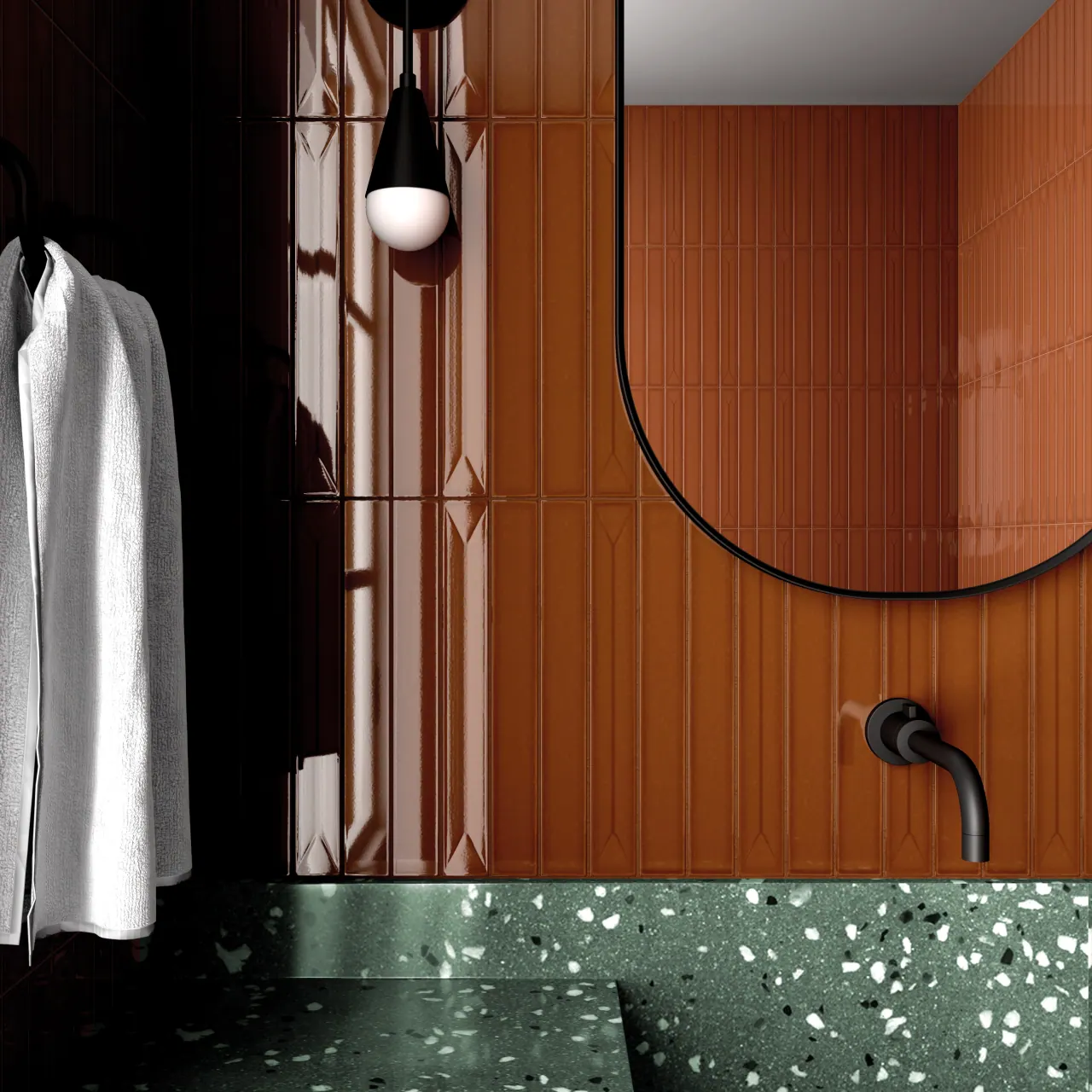 Elegant bathroom with mosaic accent strip
