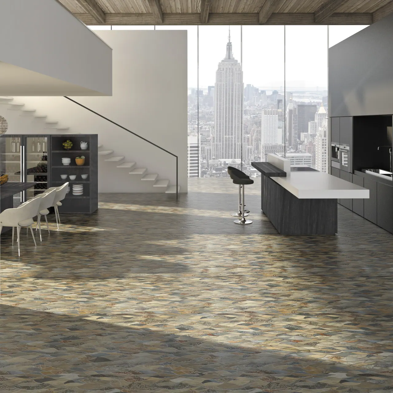 Hotel reception area with luxury floor design
