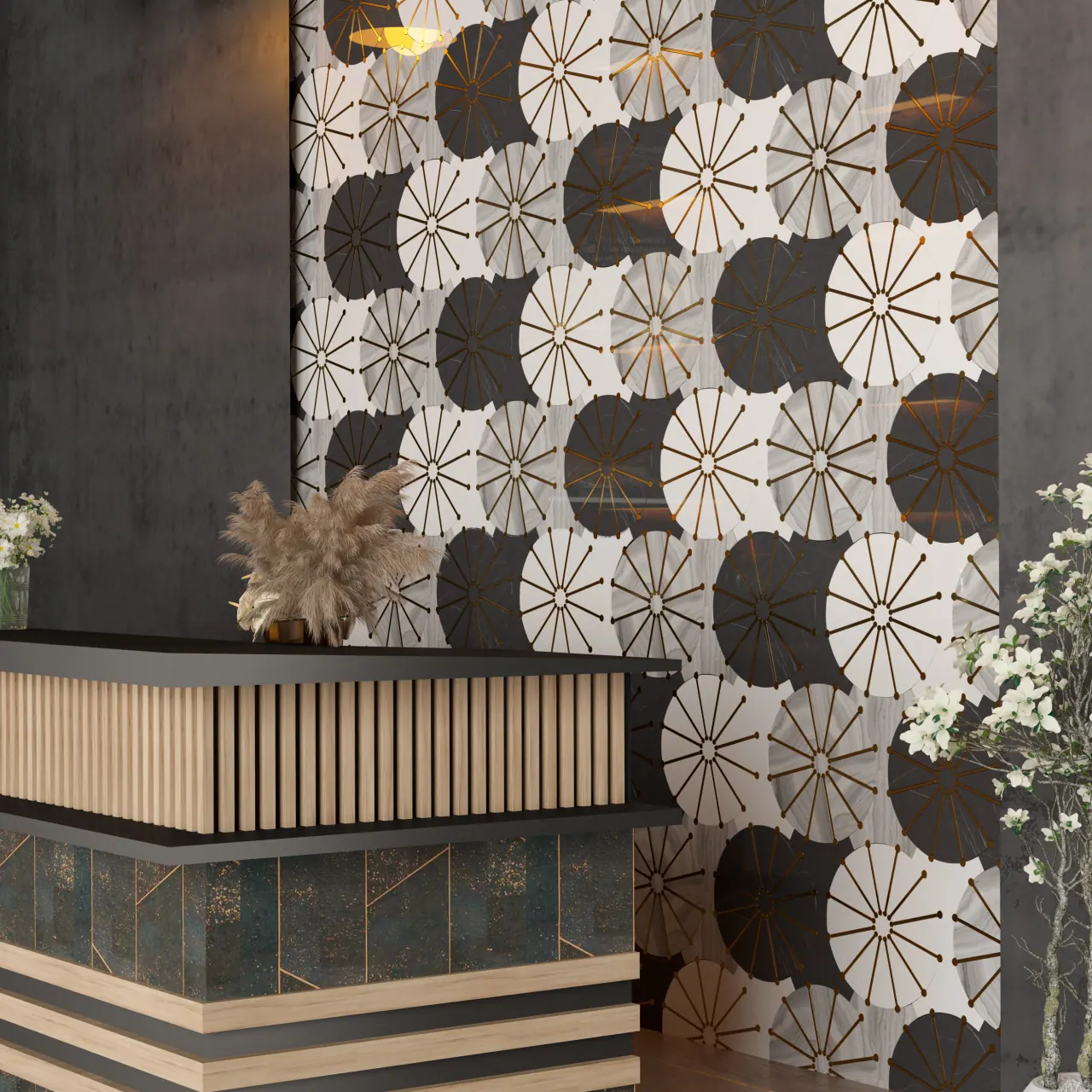 Corporate office with modern floor tiles