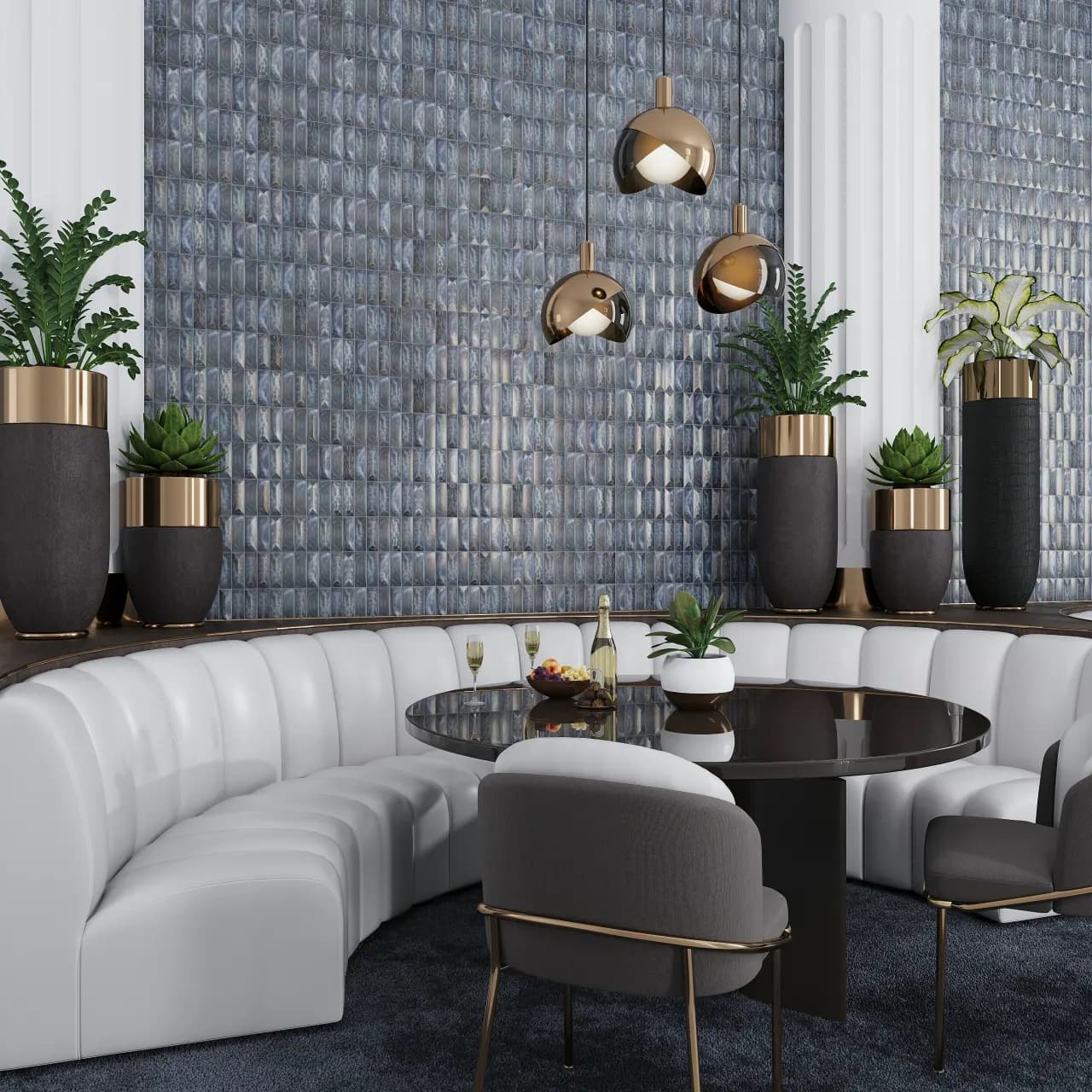 Luxury hotel lobby with marble floor design