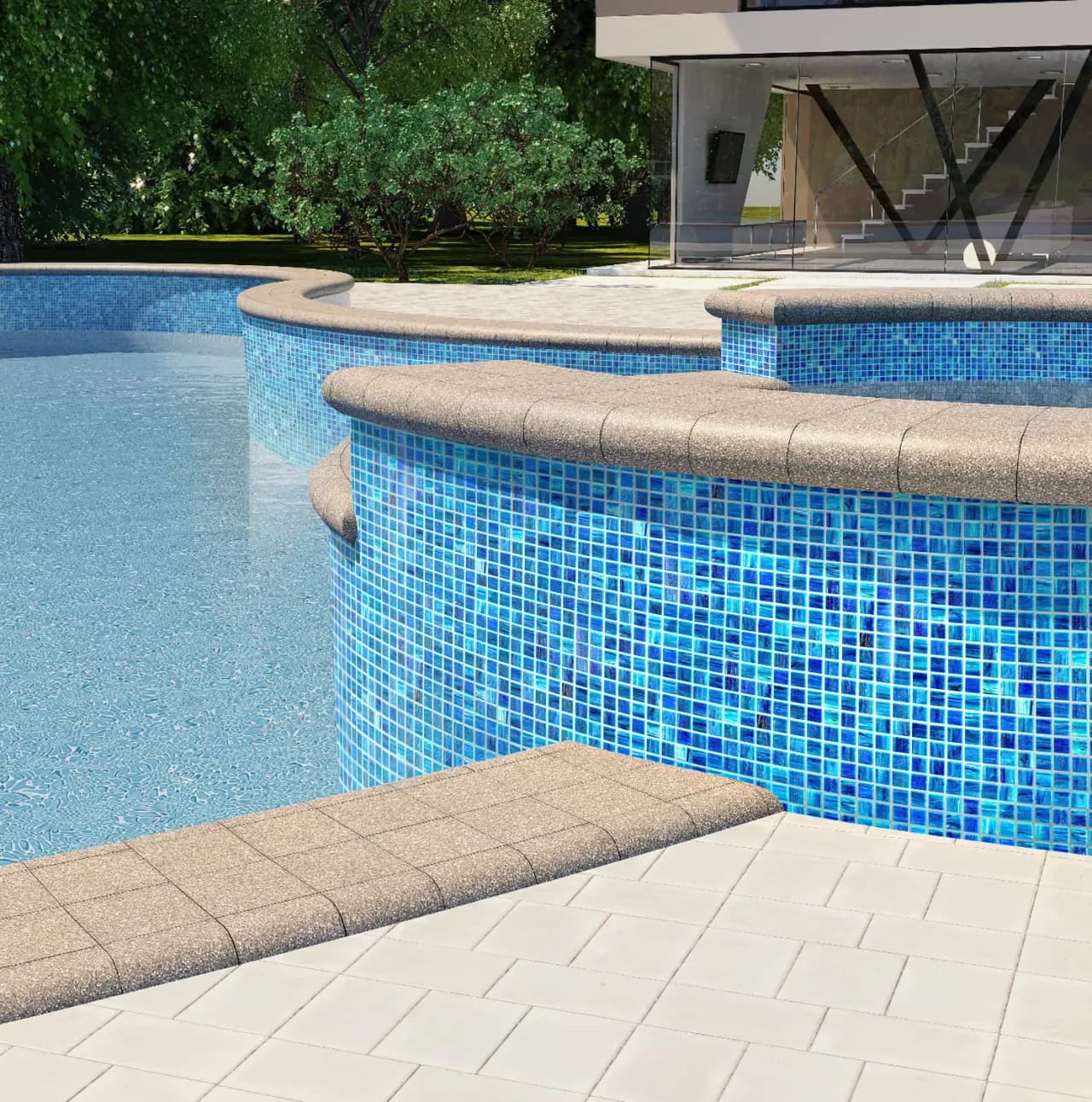Indoor leisure pool with relaxation zones