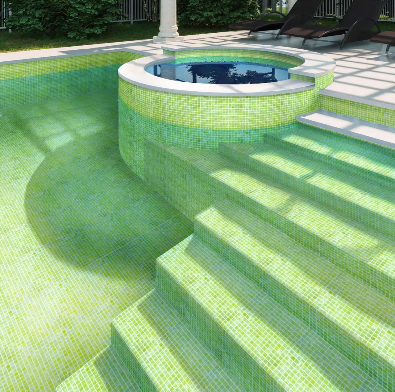 Luxury indoor pool with underwater lighting